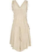Bally Gathered Silk Crepe De Chine Dress - Lyst