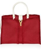 Saint Laurent Cabas Chyc Woven Linen and Leather Tote - Lyst