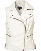 Topshop Sleeveless Pu Biker - Lyst