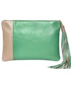 Space Bicolored Calfskin W/Tassel Clutch - Lyst
