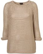 Topshop Knitted Wetlook Stitch Jumper - Lyst