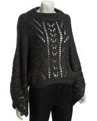 Halston Heritage Fern Pointelle Oversize Cropped Poncho - Lyst