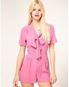 ASOS Collection Asos Pussybow Playsuit - Lyst