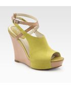 Cole Haan Air Gilda Suede and Leather Wedge Sandals - Lyst