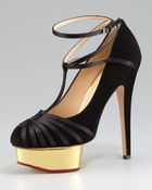 Charlotte Olympia Suede Ankle-wrap Platform Pump - Lyst