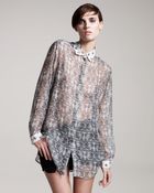 Balmain Sheer Paisley-Print Blouse - Lyst
