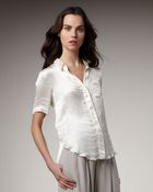 Theory Washed Satin Short-sleeve Blouse - Lyst