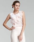 Oscar de la Renta Floral Ruffled Blouse - Lyst