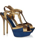 Sergio Rossi Suede and Leather Sandals - Lyst