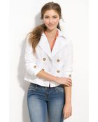 FrenchiĀ® Crop Double Breasted Trench Coat - Lyst