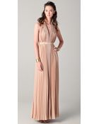Halston Heritage Pleated V Neck Gown - Lyst