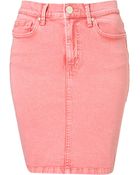 Moto Acid Wash Pencil Skirt - Lyst