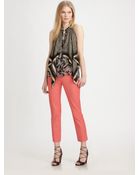 Elizabeth And James Bordered Scarlet Silk Blouse - Lyst