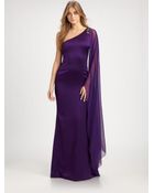 Notte By Marchesa Asymmetrical Silk Gown - Lyst