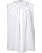 Vanessa Bruno Sleeveless White Draped Top - Lyst