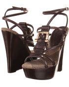 Burberry Check Canvas Jacquard Wedge Sandal - Lyst