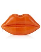 Lulu Guinness Snakeskin Padded Lips Clutch - Lyst