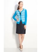 Milly Naomi Wave Stitch Cardigan - Lyst