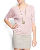 Mango Three Quarter Sleeved T-shirt - Lyst