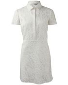Valentino Short Sleeve Lace Embroidered Dress with Collar - Lyst