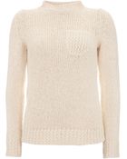 A.P.C. Cream Knitted Pocket Jumper - Lyst