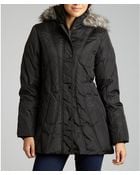 London Fog Black Down and Faux Fur Hooded Jacket - Lyst