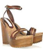 Stella McCartney Faux Leather and Rope Wedge Sandals - Lyst