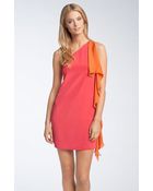 Nicole Miller One Shoulder Silk Crêpe De Chine Dress - Lyst