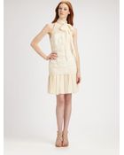 Badgley Mischka Lacetrimmed Chiffon Dress - Lyst