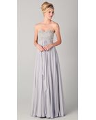 Marchesa Strapless Empire Gown with Beaded Bodice - Lyst