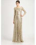 David Meister Metallic Lace Gown - Lyst