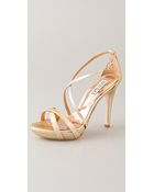 Badgley Mischka Fierce Metallic Strappy Sandals - Lyst