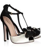 Giambattista Valli Embellished Satin Peep-toe Sandals - Lyst