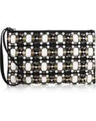 Marni Embellished Woven Canvas Clutch - Lyst