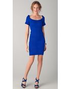 Zac Posen Short Sleeve Dress with Square Neckline - Lyst