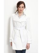 Elie Tahari Double Breasted Trench Coat - Lyst