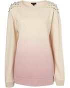 Topshop Stud Dip Dye Oversized Sweat - Lyst