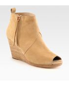Dolce Vita Suede Peep Toe Ankle Boots - Lyst