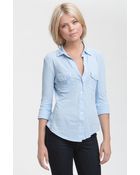 James Perse Button Front Jersey Shirt - Lyst