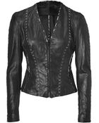 Donna Karan New York Black Hand Stitched Leather Jacket - Lyst