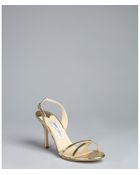 Jimmy Choo Gold Leather India Cross Strap Sandals - Lyst