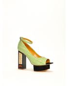 Joanne Stoker Green Lotus Platform Sandal By - Lyst