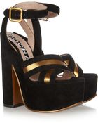Rochas Suede and Metallic Leather Sandals - Lyst