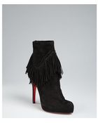 Christian Louboutin Black Suede Rom 120 Fringed Ankle Boots - Lyst