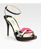 Prada Patent Leather Lip Platform Sandals - Lyst