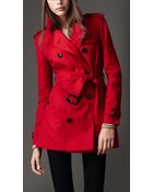 Burberry Short Cotton Blend Heritage Trench Coat - Lyst