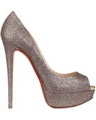 Christian Louboutin 150mm Lady Peep Glitter Pumps - Lyst