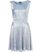 Topshop Metallic Pleated Tunic Dress - Lyst