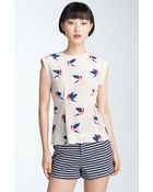 Marc By Marc Jacobs Finch Flight Print Silk Top - Lyst
