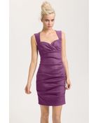 Nicole Miller Ruched Linen Sheath Dress - Lyst